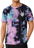 Men's Casual Tie Dye T-Shirts Short Sleeve Round Neck Graphic Tee Rock Band Tee Shirts